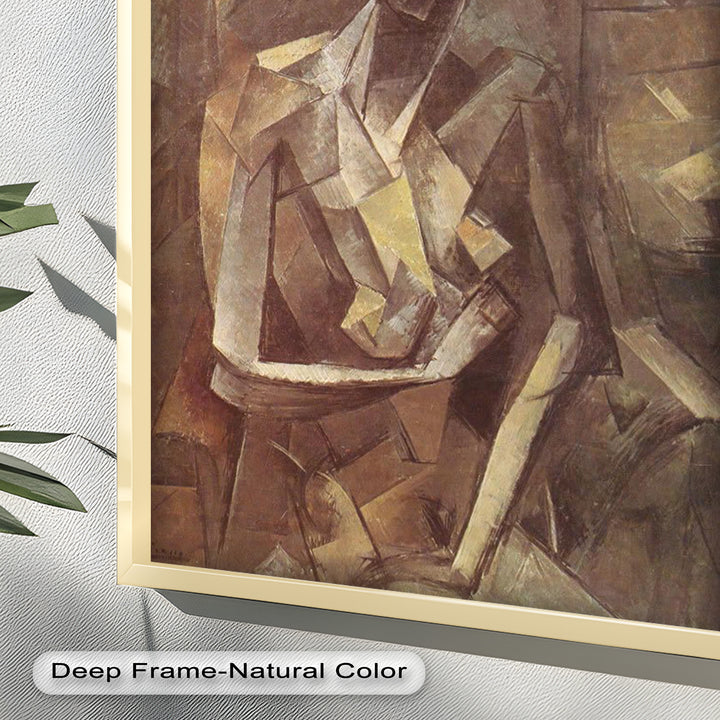Geometric Nude Study Wall Art – Cubist Oil Painting