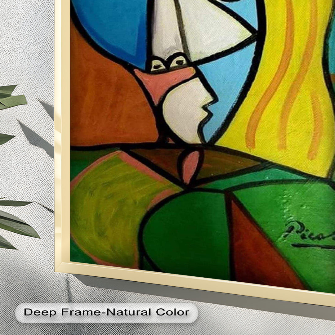 Golden Gaze – Cubist Woman in Hat Picasso Oil Painting