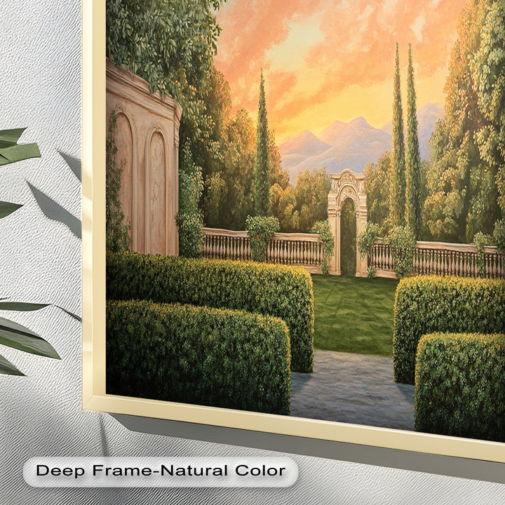 Sunset Garden Gateway – Classical Landscape Oil Painting