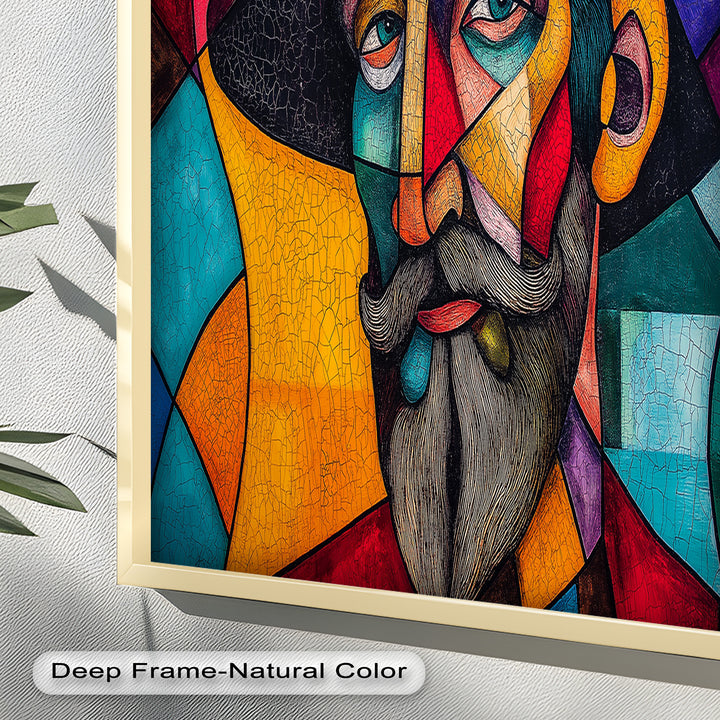 The Thinker’s Mosaic – Abstract Male Portrait Oil Painting