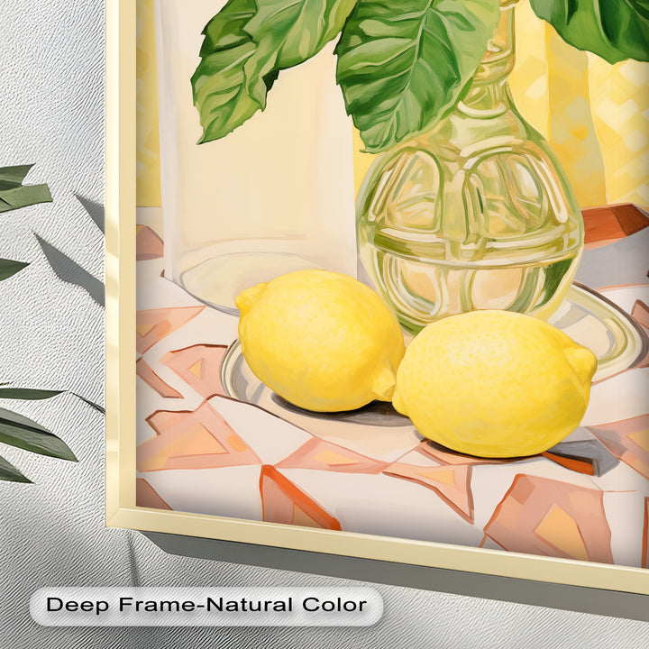 Lemon & Leaf Kitchen Art – Framed Oil Painting