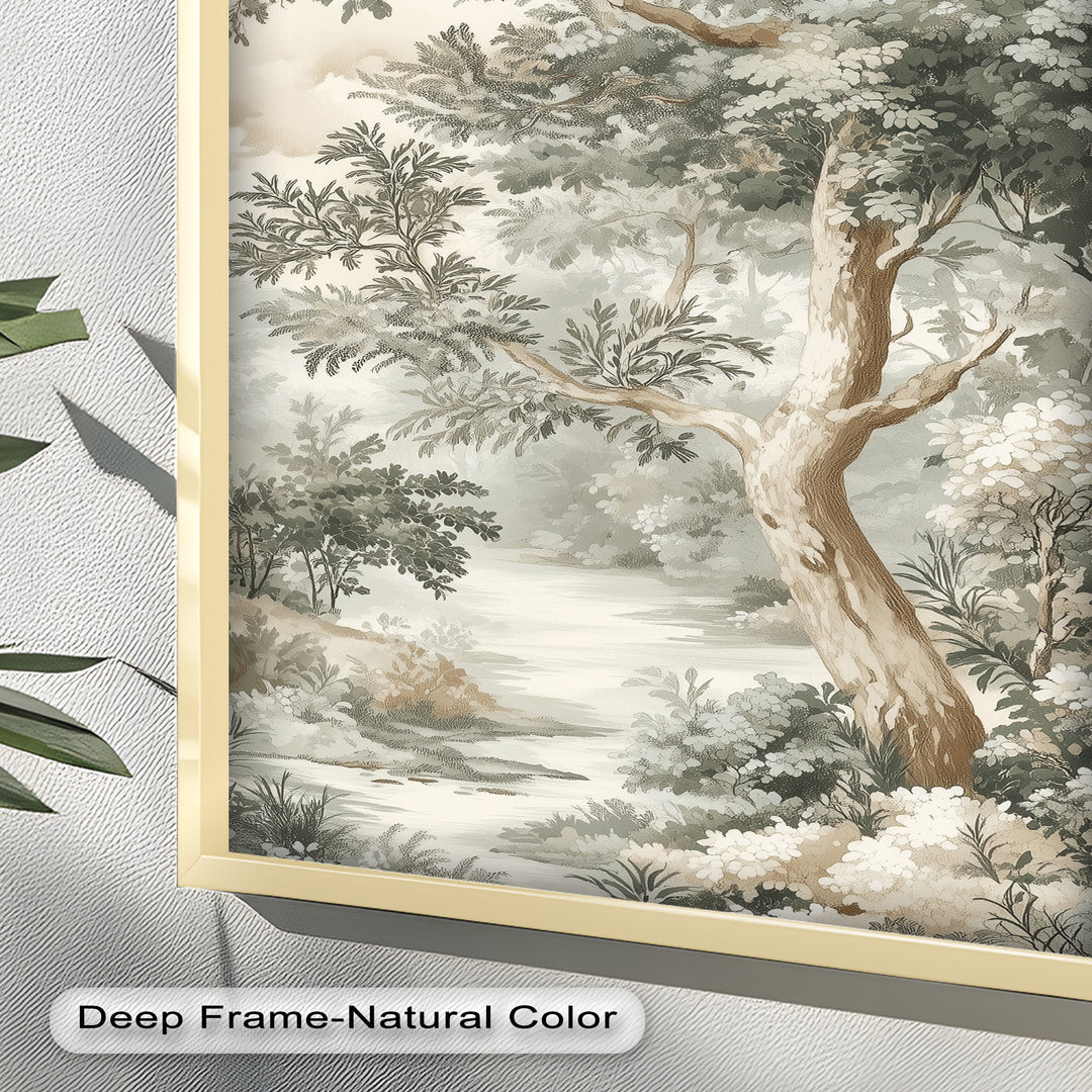 Nature Wall Art - Sepia Forest Landscape Oil Painting