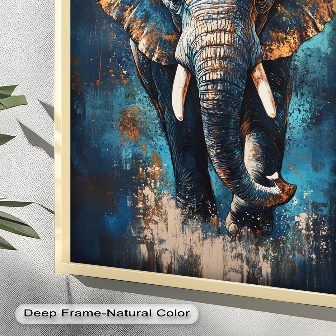 Elephant in Blue Tones - Animal Oil Painting