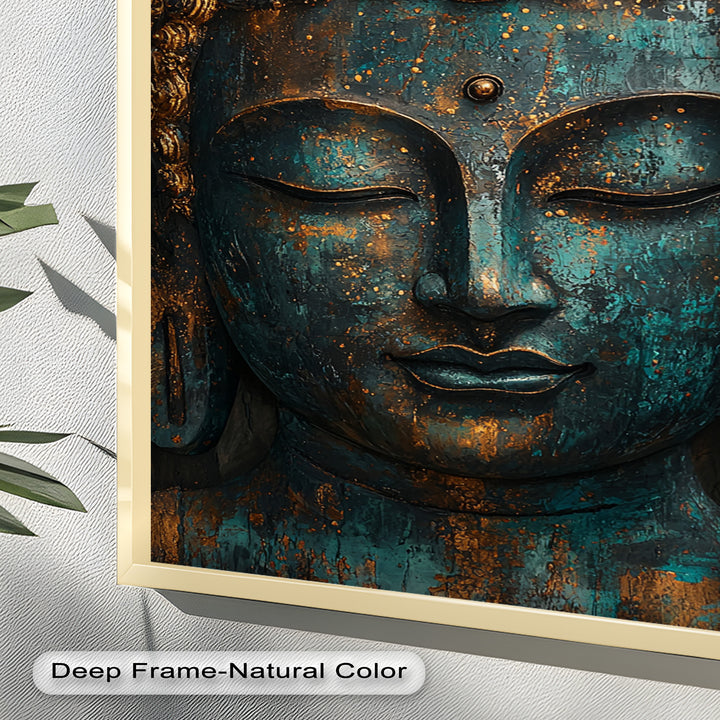 Turquoise Buddha Wall Art – Religious Oil Painting