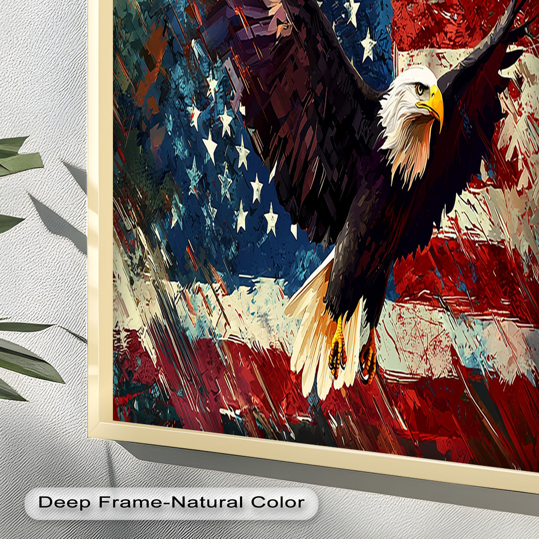 Soaring Freedom – Patriotic Eagle Oil Painting