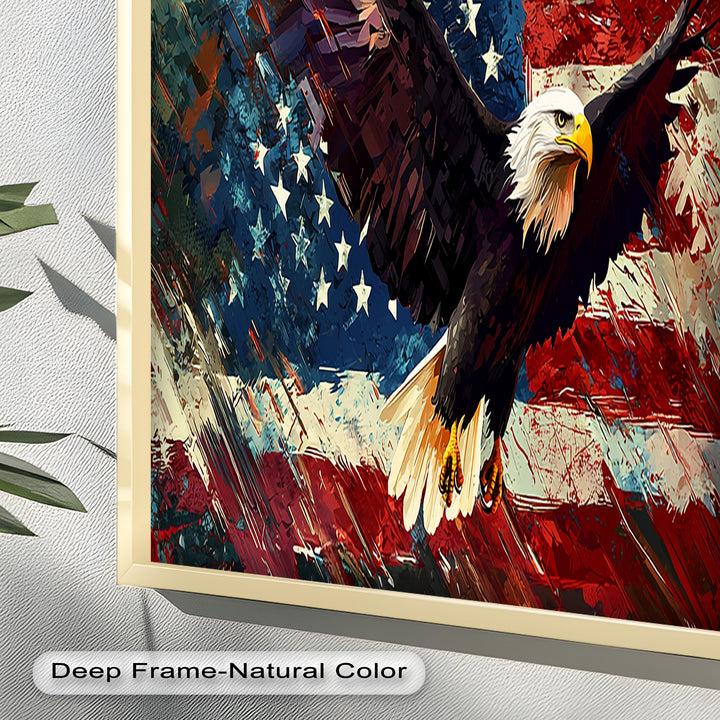 Soaring Freedom – Patriotic Eagle Oil Painting
