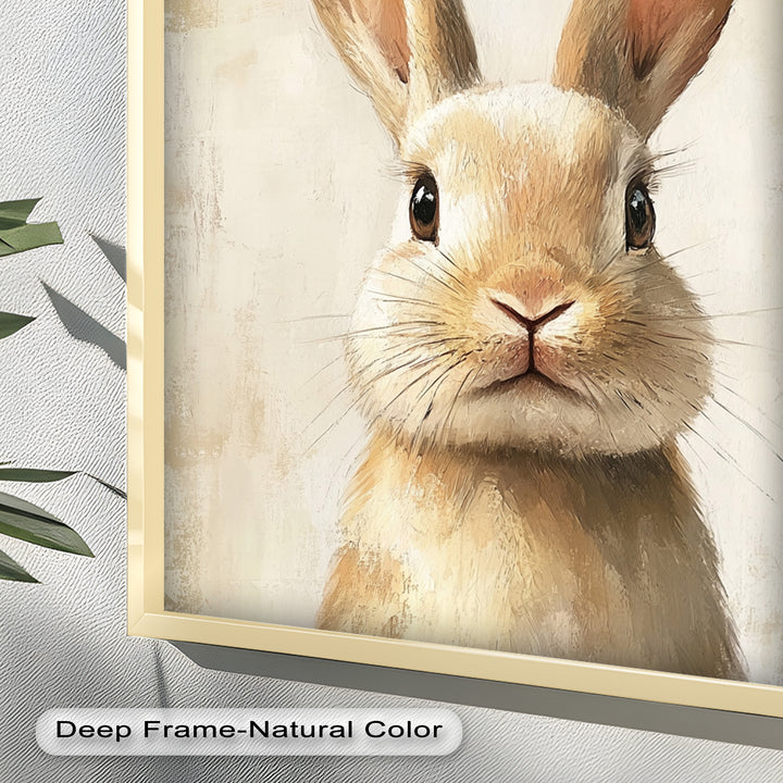 Soft-Gazed Bunny in Cream Hues - Animal Oil Painting