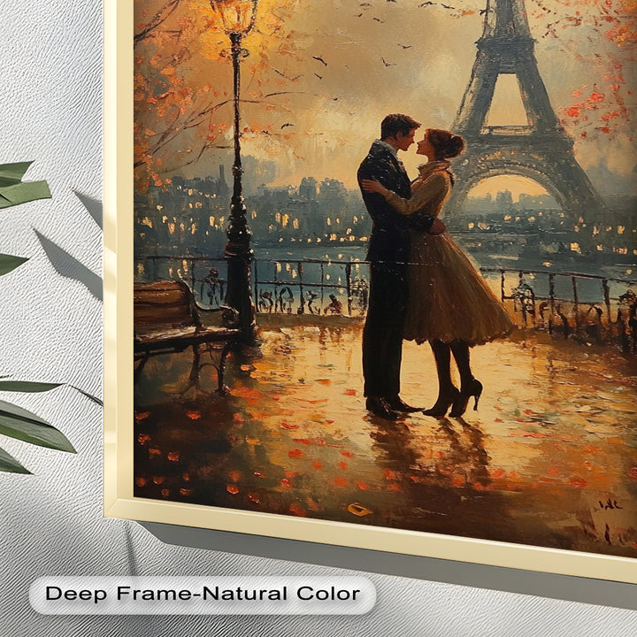 Paris Moonlight – Lovers Beneath the Eiffel Tower Love Oil Painting
