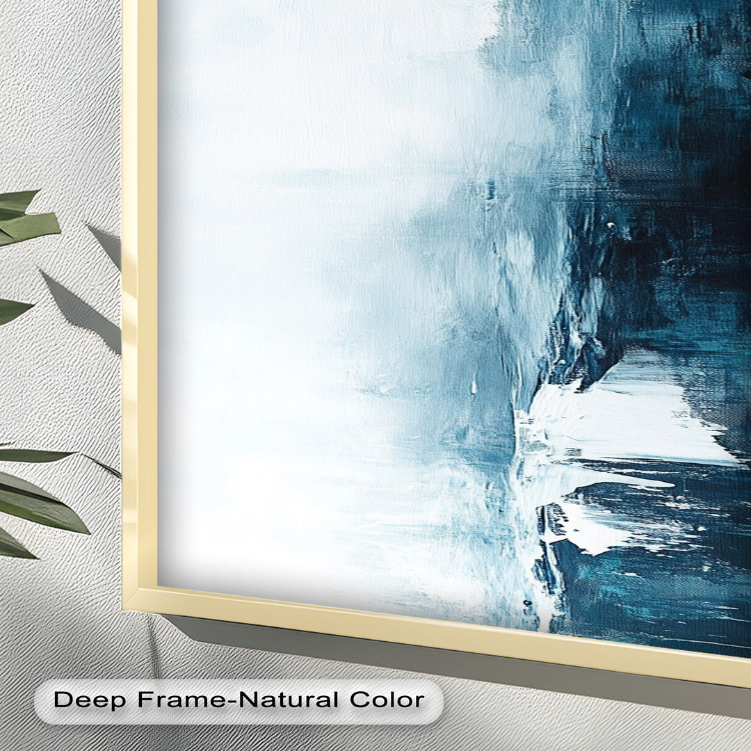 Midnight Fjord – Deep Blue Abstract Oil Painting