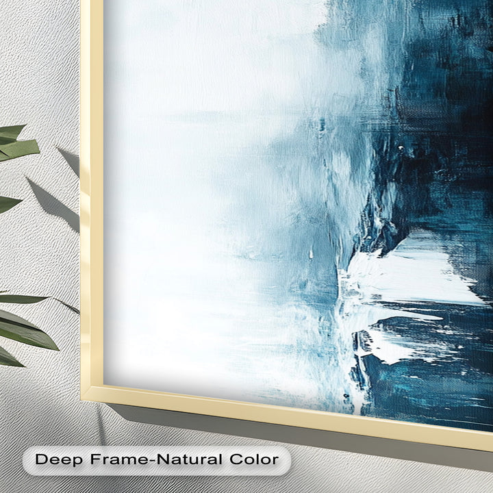 Midnight Fjord – Deep Blue Abstract Oil Painting