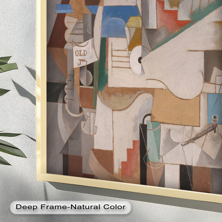 Geometric Cubist Composition Wall Art – Abstract Oil Painting