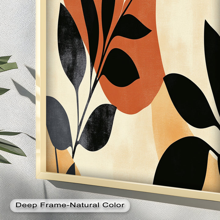 Earth-Tone Botanical Silhouette – Modern Boho Oil Painting