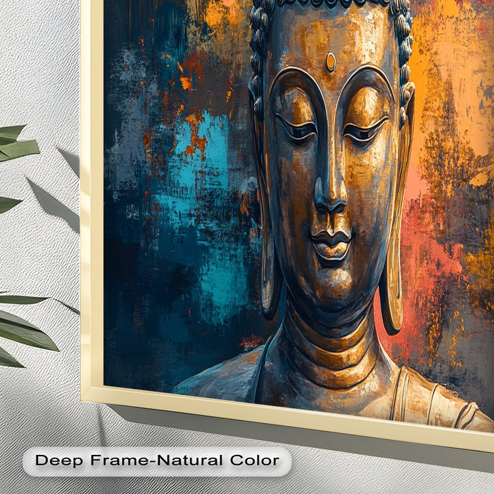 Golden Buddha Wall Art – Colorful Oil Painting