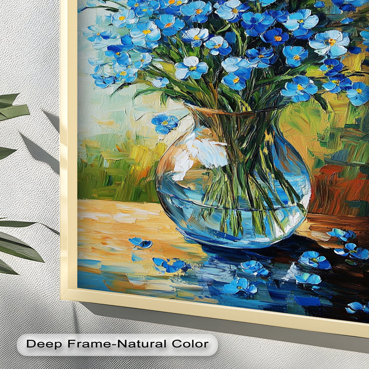 Blue Wildflower Bouquet Wall Art – Floral Oil Painting