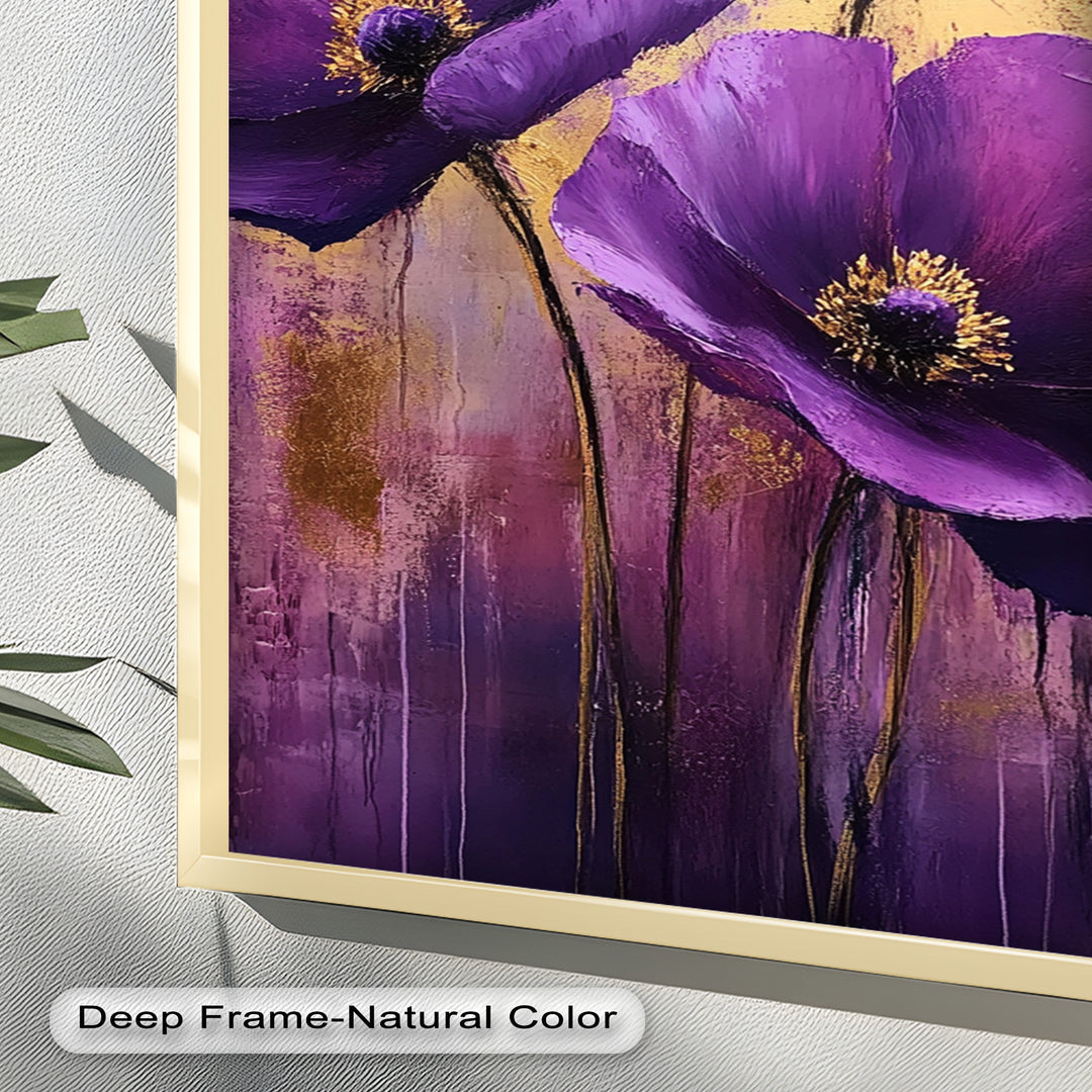Purple Florals with Gold Accents - Flower Oil Painting