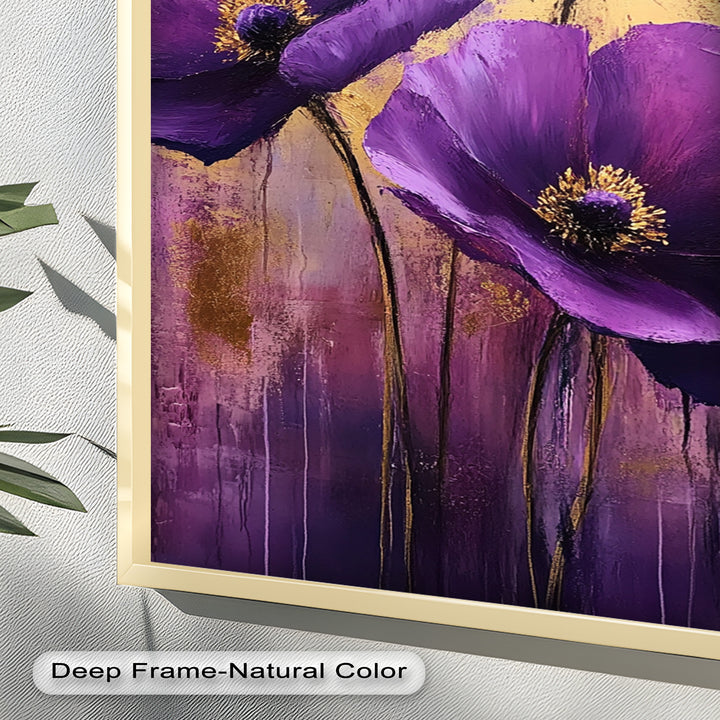 Purple Florals with Gold Accents - Flower Oil Painting