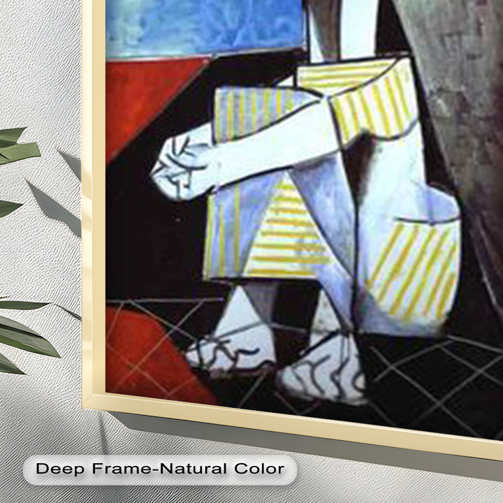 Seated in Reflection – Picasso Style Abstract Oil Painting