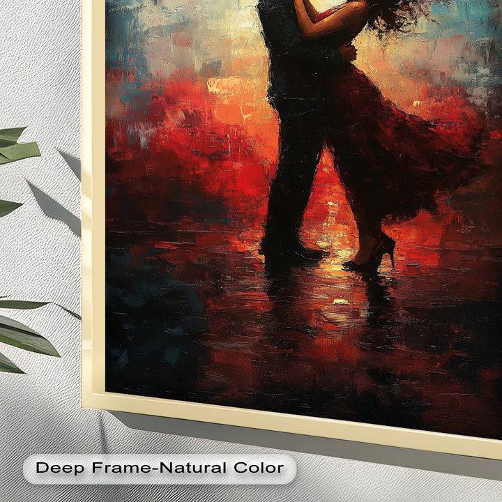 Eternal Flame – Embracing Couple at Sunset Love Oil Painting