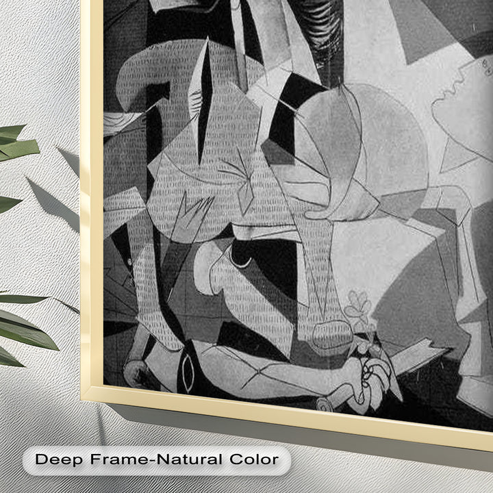 Echoes of War – Black & White Cubist Masterpiece Oil Painting