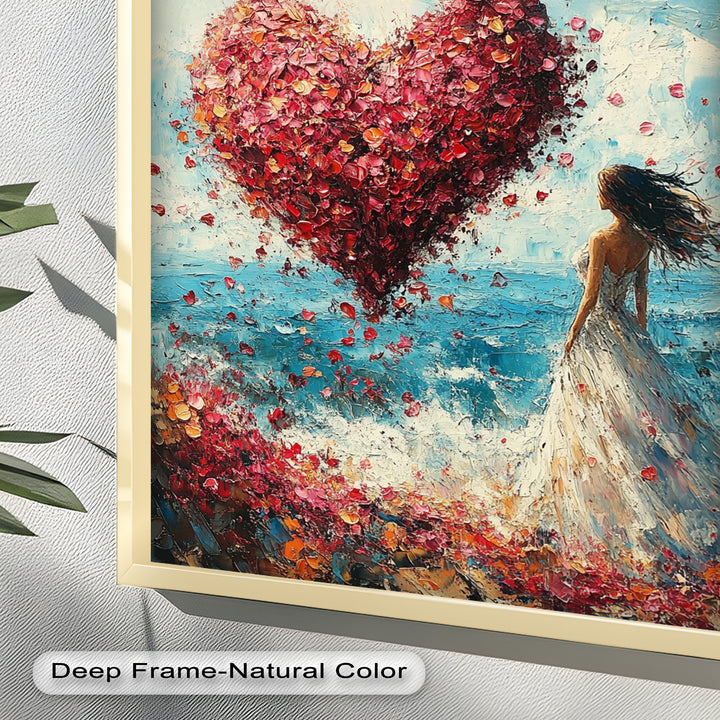 Petals of Love – Romantic Woman by the Sea Love Oil Painting