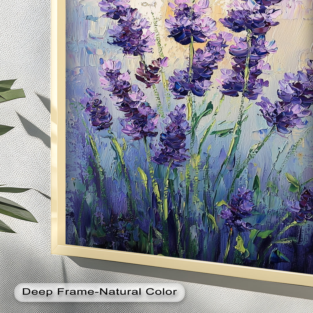 Lavender Blooms in Textured Harmony - Flower Oil Painting