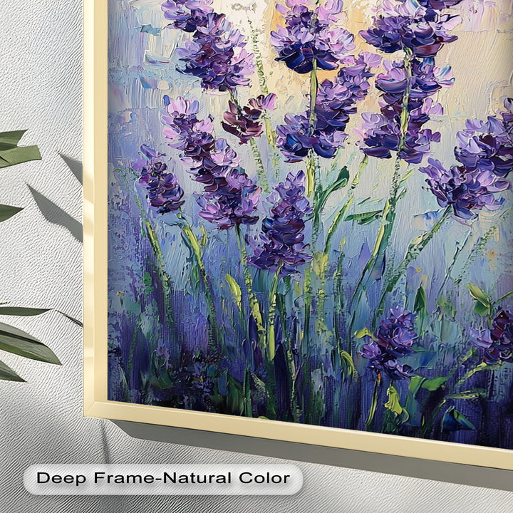 Lavender Blooms in Textured Harmony - Flower Oil Painting