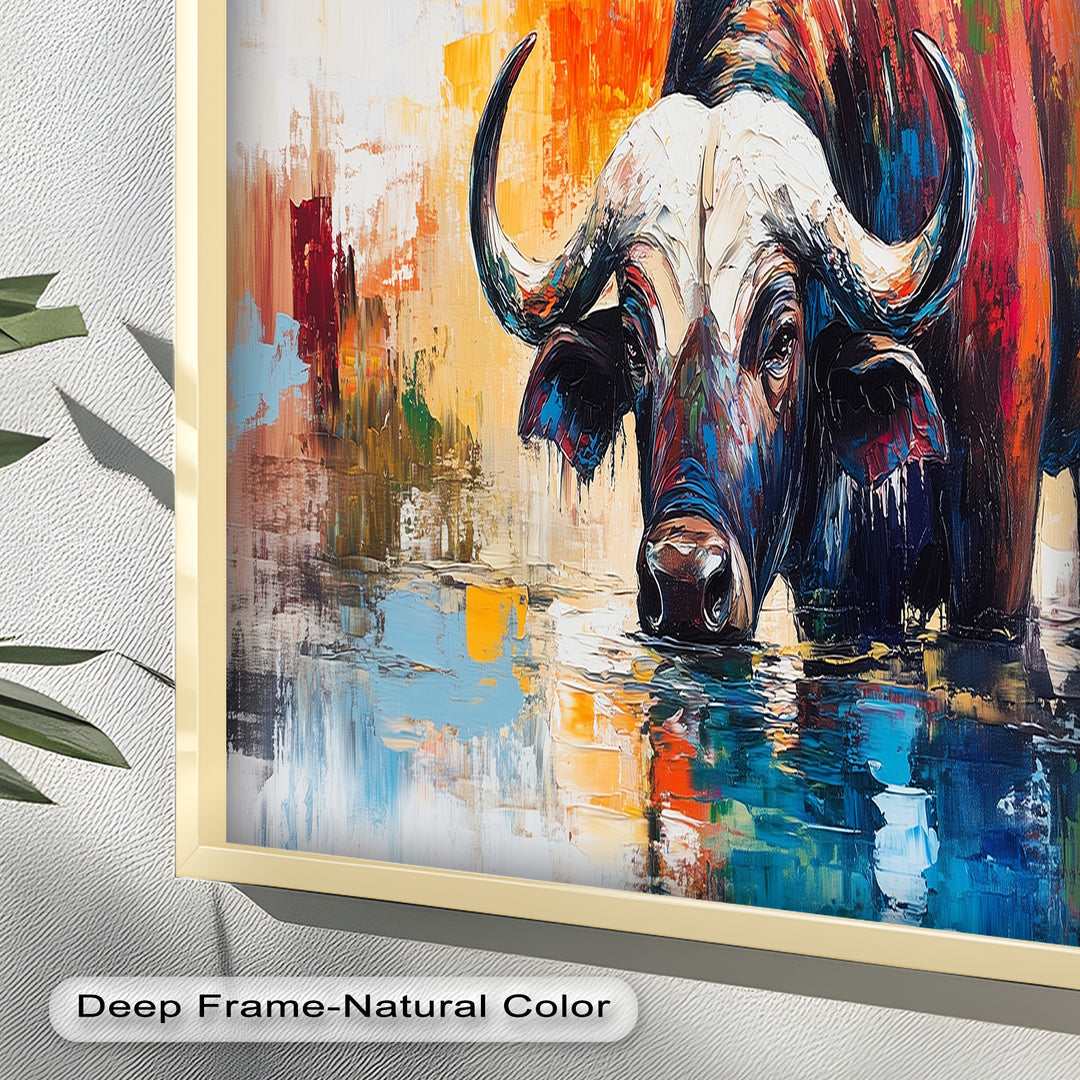 Water Buffalo at River’s Edge – Oil Painting