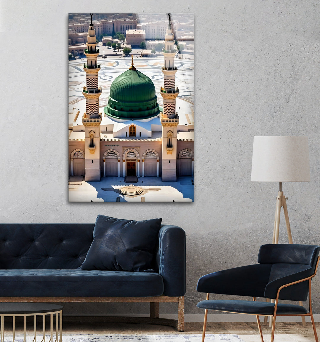 Sacred Harmony – Prophet’s Mosque Medina Dome Glass Wall Art