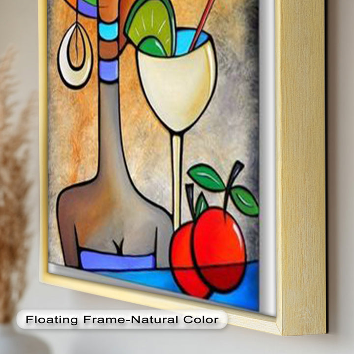 Tropical Muse – Colorful Woman with Cocktail Abstract Oil Painting