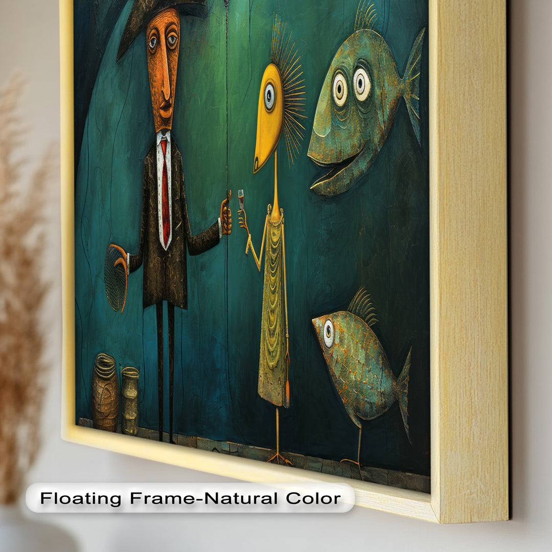 Underwater Toast – Whimsical Surrealist Picasso Oil Painting