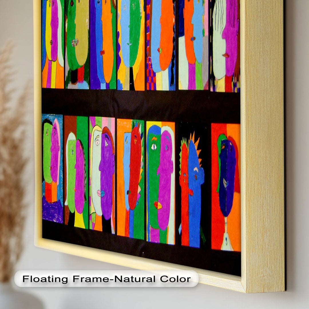 Pop Cubist Faces Wall Art – Abstract Oil Painting