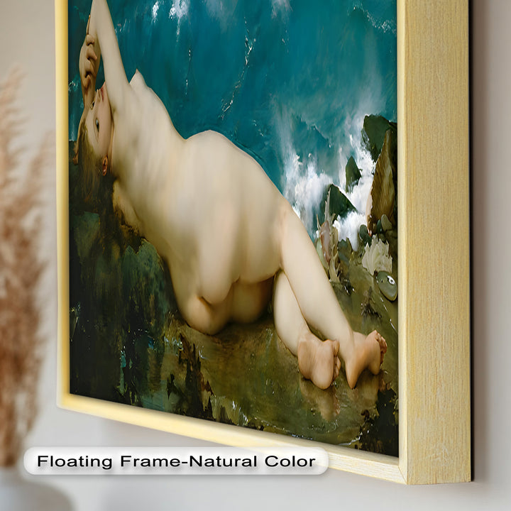 Sirensong Repose – Mythological Nude Beside the Sea Oil Painting