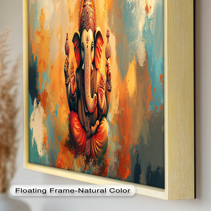 Sitzender Ganesha Wandkunst – Religiöses Ölgemälde
