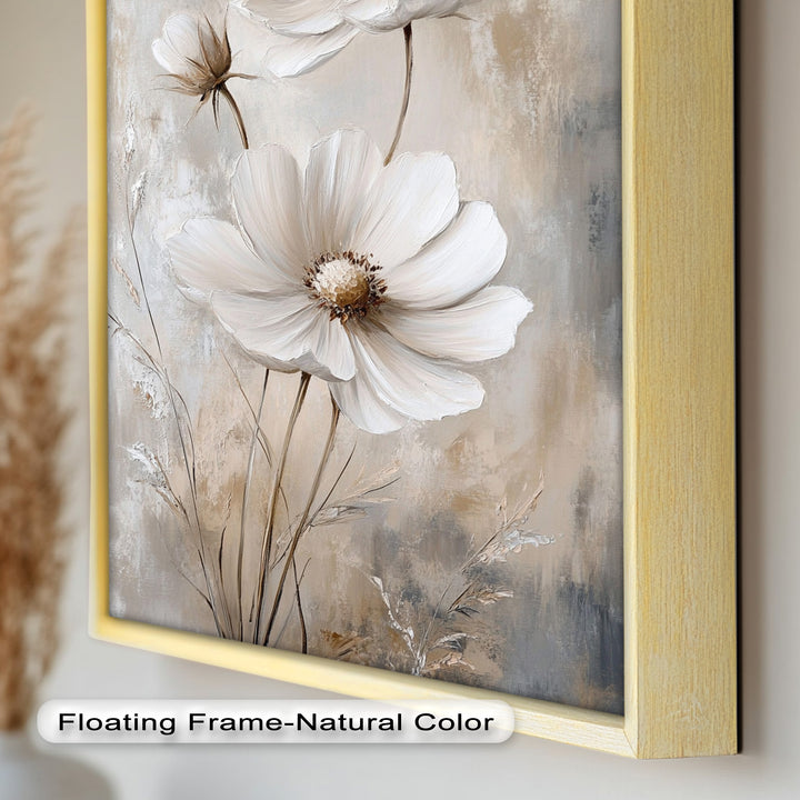 Soft Ivory Florals in Warm Neutrals - Flower Oil Painting