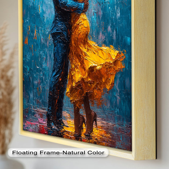 Golden Rhythm – Passionate Dance in the Rain Love Oil Painting