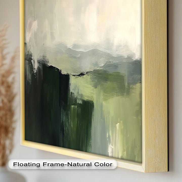 Misty Valley Horizon – Green Abstract Oil Painting