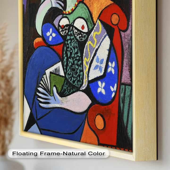 Abstract Woman Reading on Red Armchair - Picasso Oil Painting