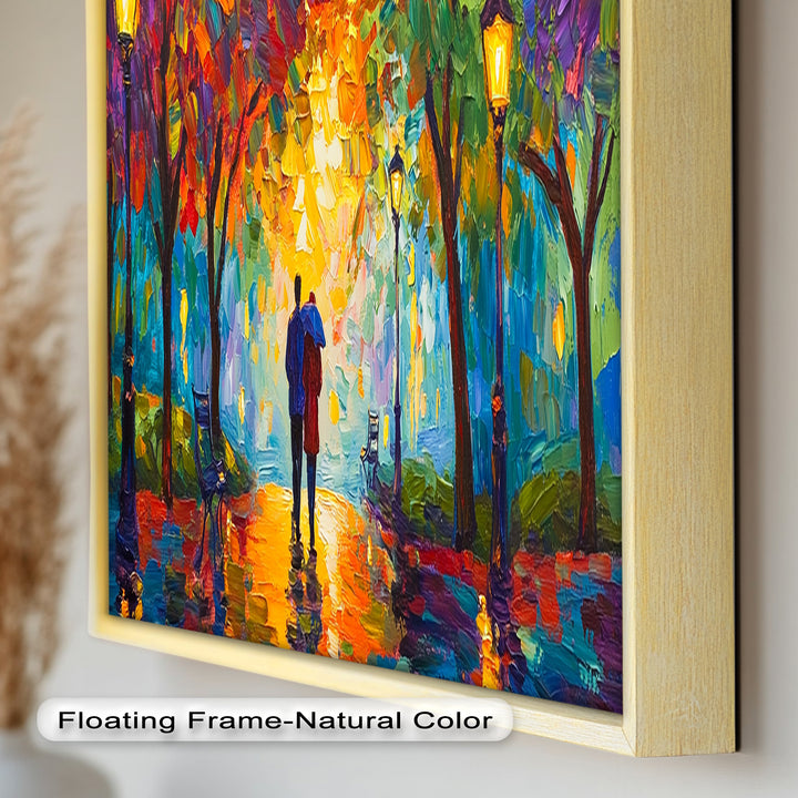 Romantic Couple Under Umbrella - Love Oil Painting