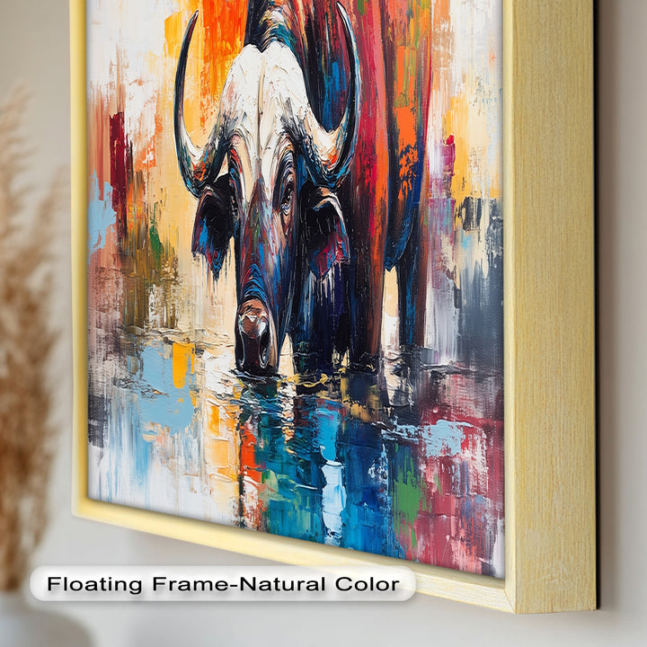 Water Buffalo at River’s Edge – Oil Painting