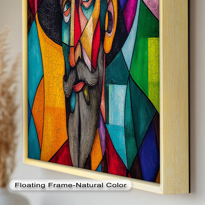 The Thinker’s Mosaic – Abstract Male Portrait Oil Painting