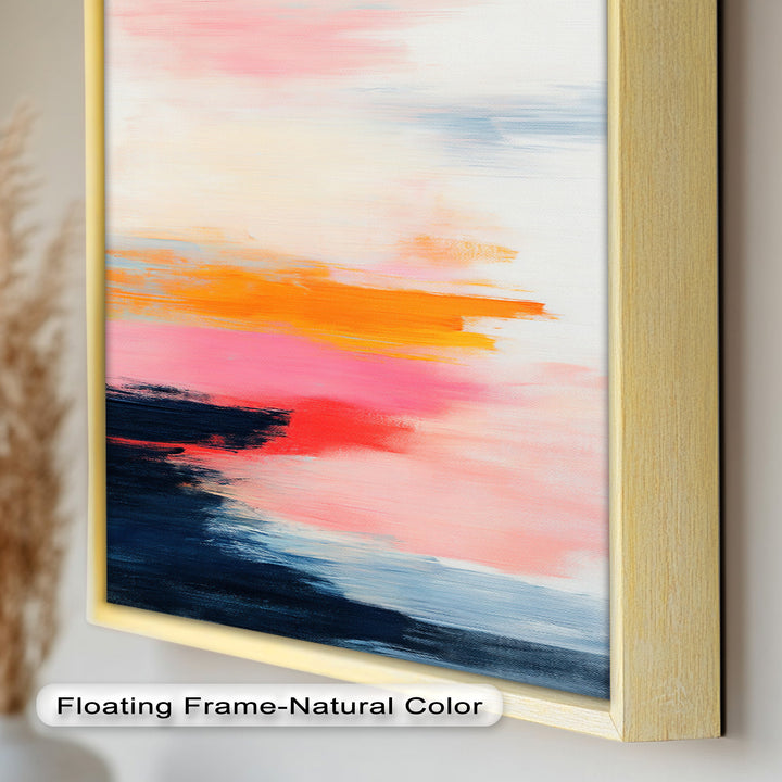 Blush Horizon – Abstraktes Ölgemälde mit Sonnenuntergangshimmel