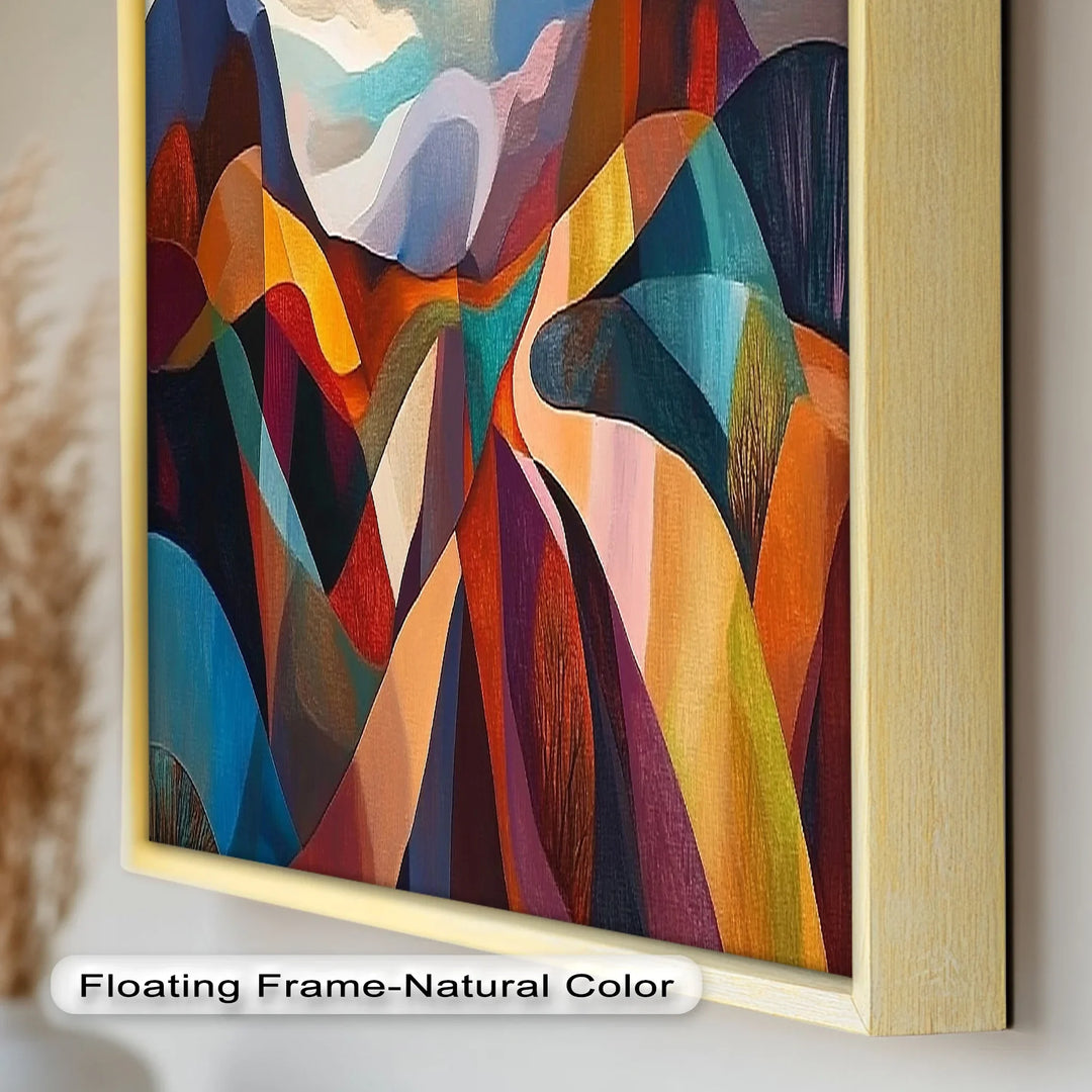 Valley of Vibrance – Geometric Landscape Abstract Oil Painting - MyPhotoStation