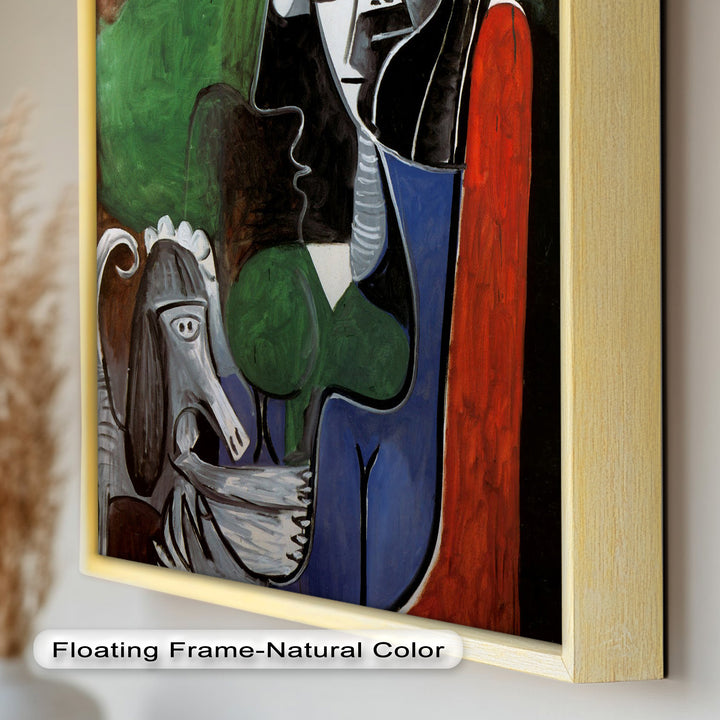 Woman with Dog – Bold Cubist Picasso Oil Painting
