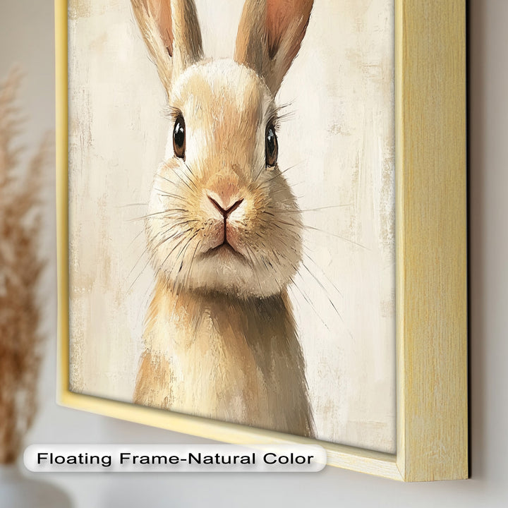 Soft-Gazed Bunny in Cream Hues - Animal Oil Painting
