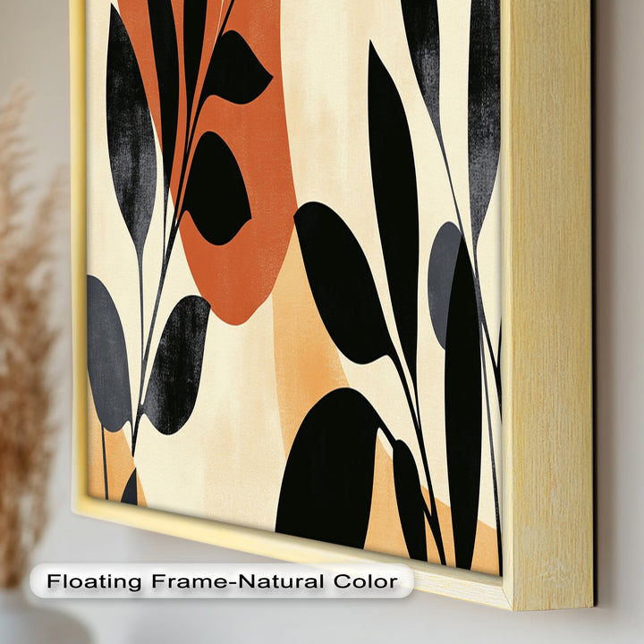 Earth-Tone Botanical Silhouette – Modern Boho Oil Painting
