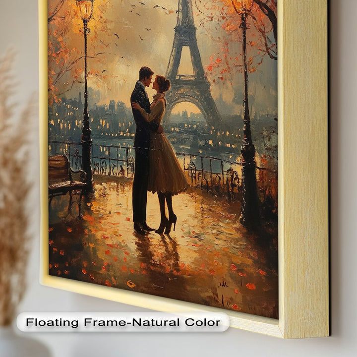 Paris Moonlight – Lovers Beneath the Eiffel Tower Love Oil Painting