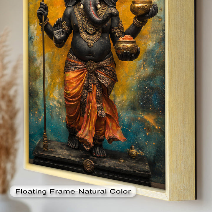 Stehende Ganesha-Wandkunst – Religiöses Ölgemälde
