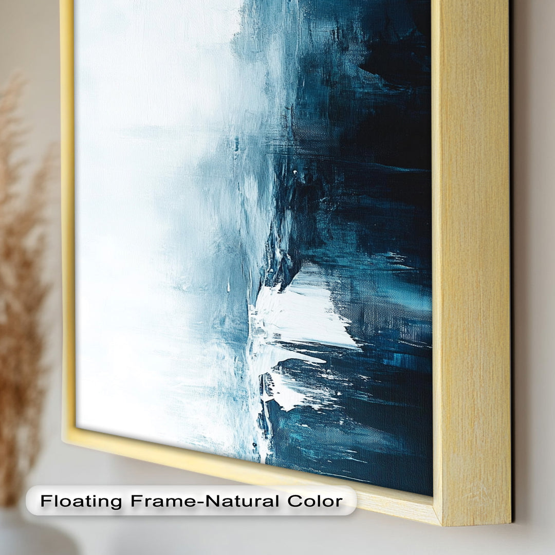 Midnight Fjord – Deep Blue Abstract Oil Painting
