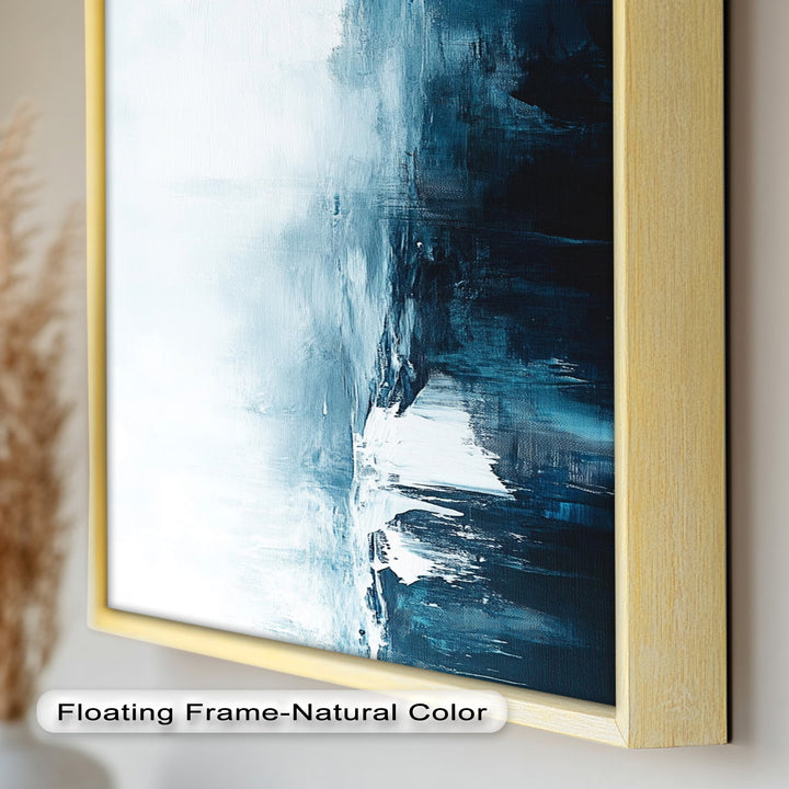 Midnight Fjord – Deep Blue Abstract Oil Painting