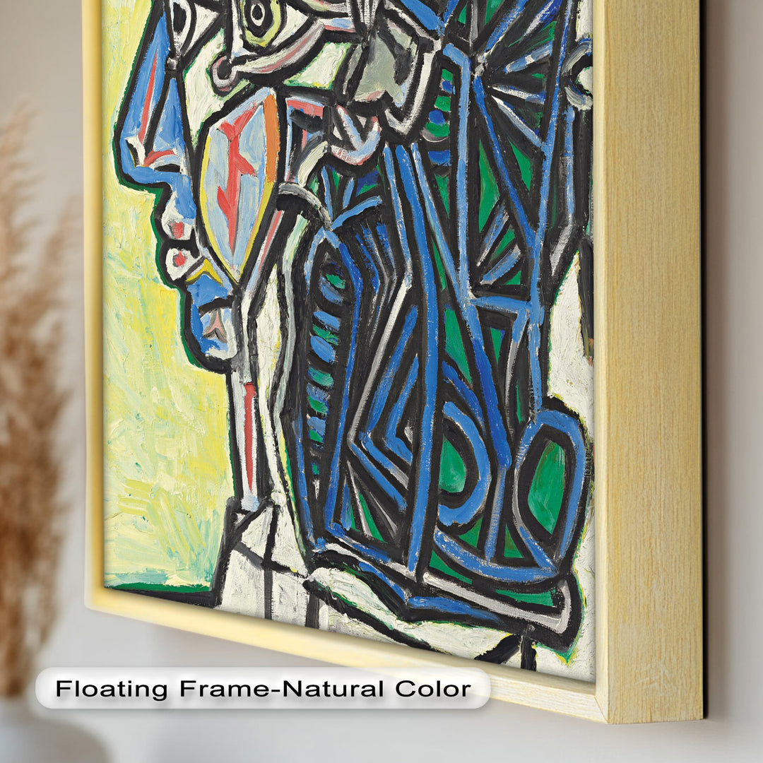 Geometric Portrait with Cyan and Emerald Tones - Picasso Oil Painting